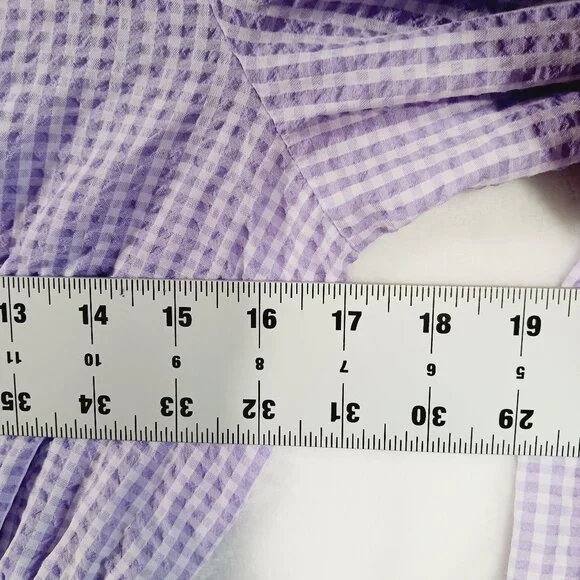 Zara, Lavender & White Gingham Check Crop Top, Long Sleeve, Renaissance, Peasant - Picture 9 of 14